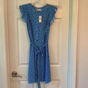 NWT LOFT Outlet Size 6 Blue & White Floral Button-down Dress
